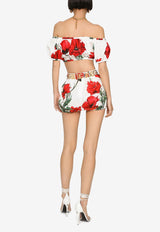 Dolce & Gabbana Poppy-Print Cropped Top Multicolor F755RT HS5NJ HA3VN