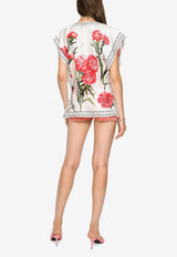 Dolce & Gabbana Carnation-Print Silk Blouse Multicolor F760XT GDA9F HA3VL