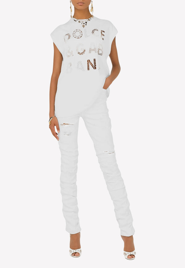 Dolce & Gabbana All-Over Logo Print T-shirt White F8M69Z G7BRK W0800