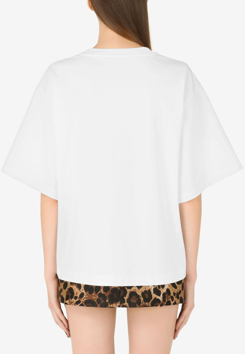 Dolce & Gabbana Slogan Print Jersey T-shirt White F8O48T G7C1B W0001