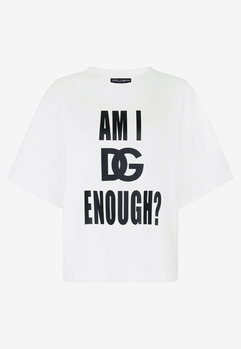 Dolce & Gabbana Slogan Print Jersey T-shirt White F8O48T G7C1B W0001