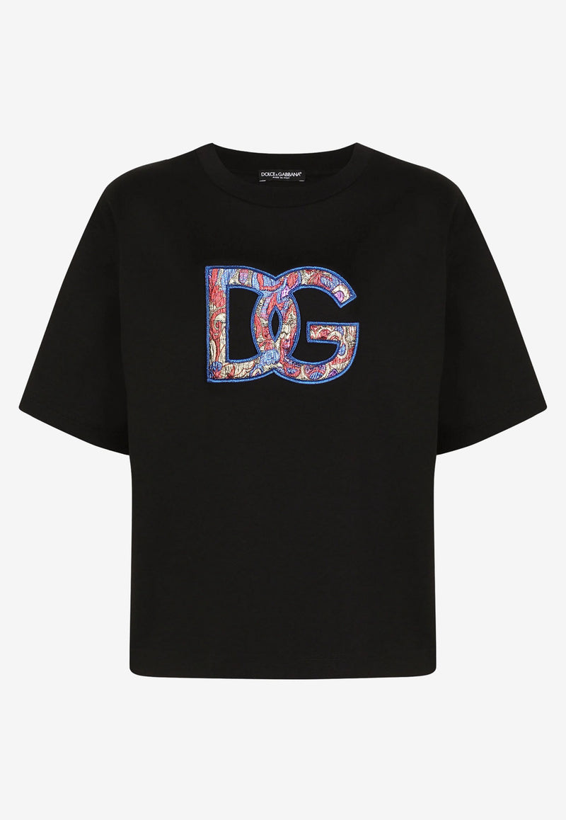 Dolce & Gabbana DG Embroidered Crewneck T-shirt Black F8O48Z G7B7U N0000