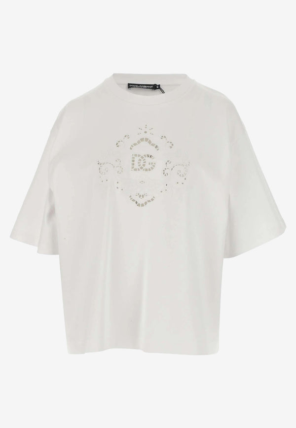 Dolce & Gabbana Cut-Out Embroidered T-shirt White F8P31Z HU7H8 W0800