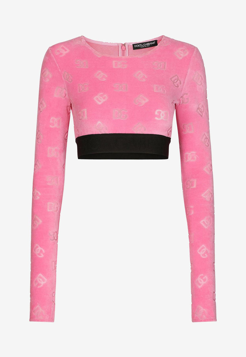 Dolce & Gabbana Flocked All-Over Logo Jersey T-shirt Pink F8S62T FJ7DL F0758