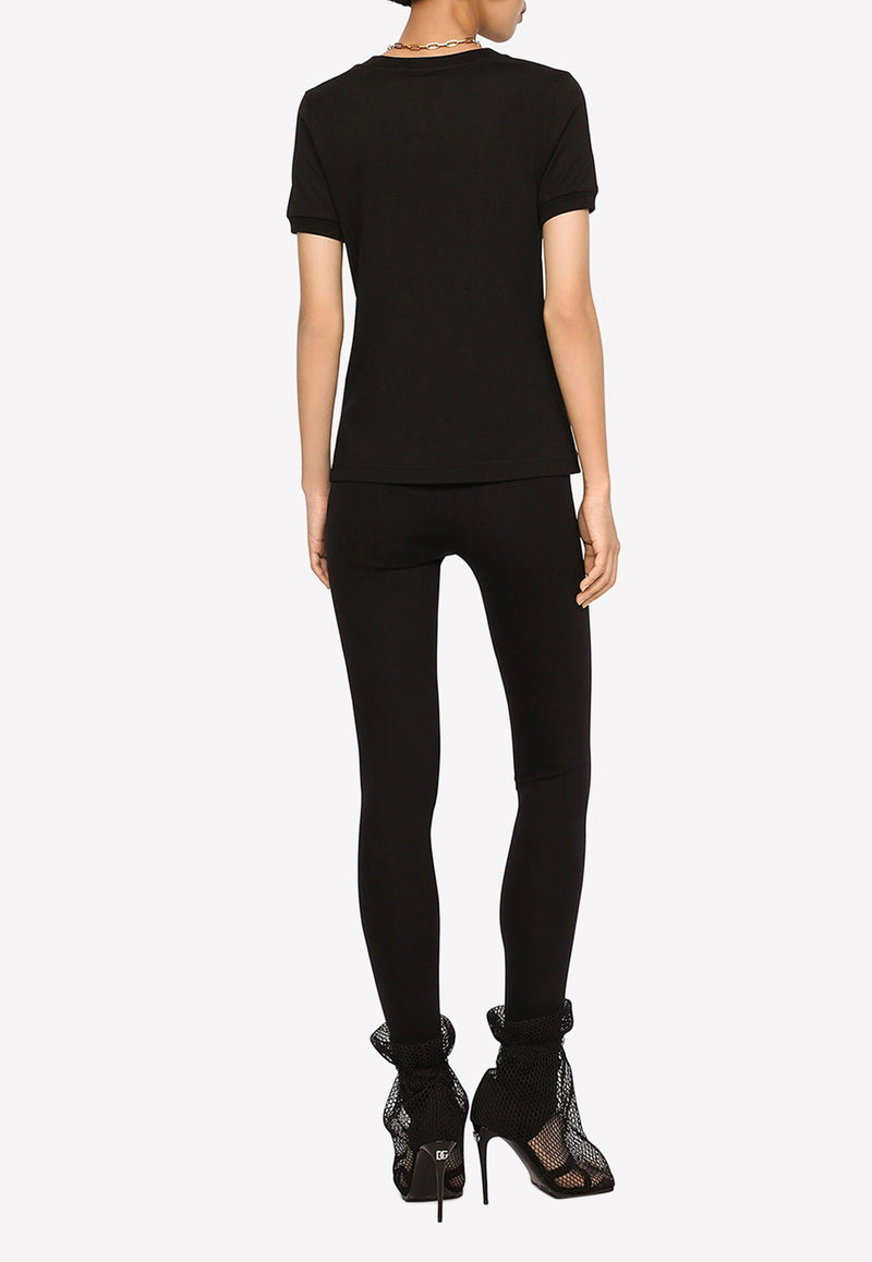 Crystal-Embellished Logo T-shirt Dolce & Gabbana F8T00Z G7B3U N0000