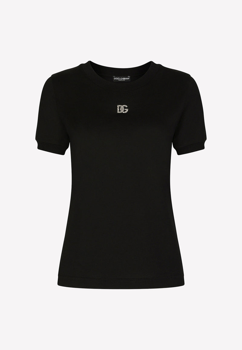 Crystal-Embellished Logo T-shirt Dolce & Gabbana F8T00Z G7B3U N0000