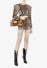 Dolce & Gabbana Leopard Print Long-Sleeved Cropped Top Brown F9L08T HSM6R HA93M