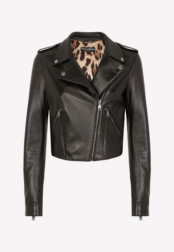 Dolce & Gabbana Zip-Up Leather Jacket Black F9M11L HULOJ N0000