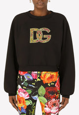 Dolce & Gabbana Logo Detail Cropped Jersey Top Black F9M55Z G7B7S N0000