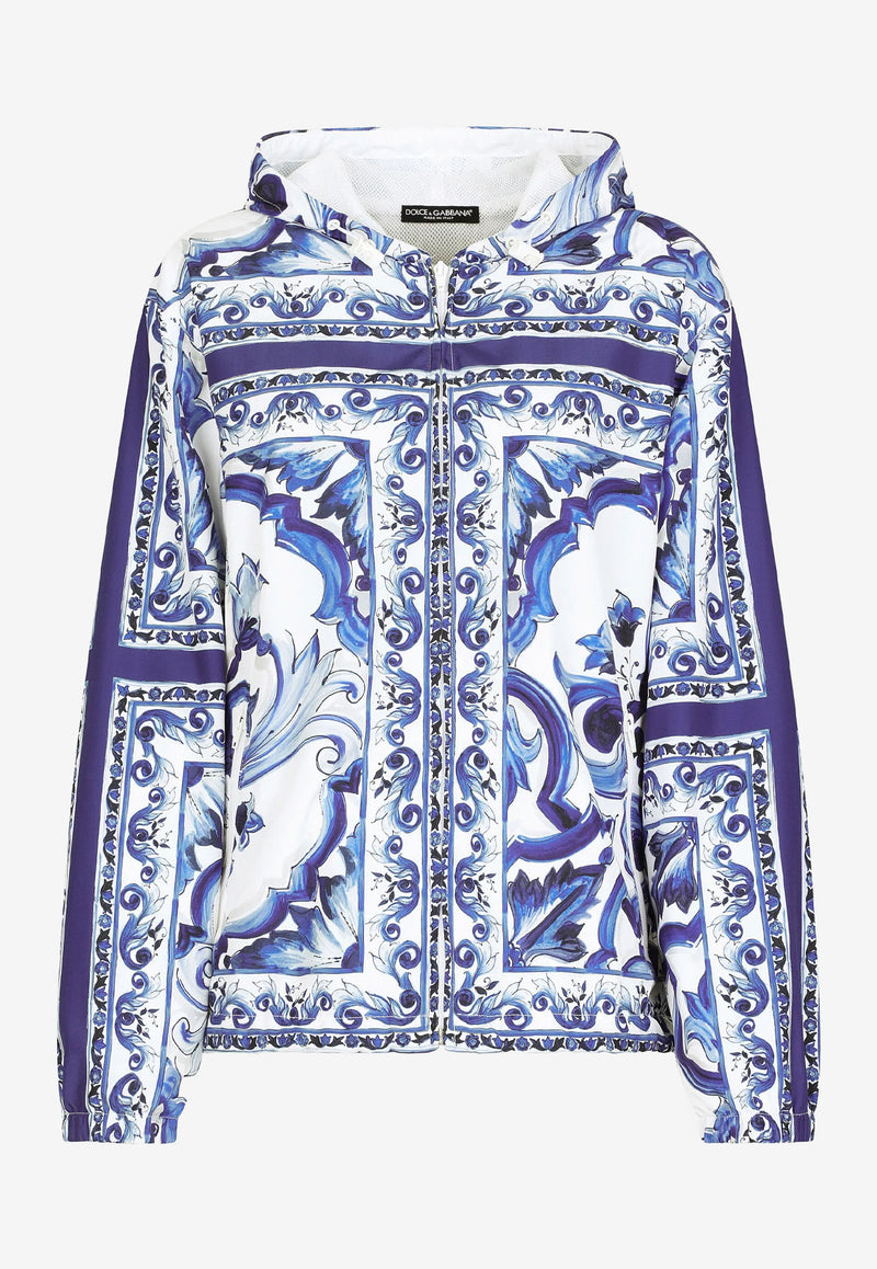 Dolce & Gabbana Majolica Print Lightweight Jacket Blue F9O18T GDAZW S9000