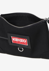 Kenzo Logo Canvas Zipped Pouch FD52PM922F01BLACK