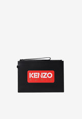 Kenzo Large Logo Print Leather clutch FD55PM822L41BLACK