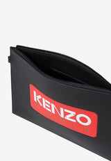 Kenzo Large Logo Print Leather clutch FD55PM822L41BLACK