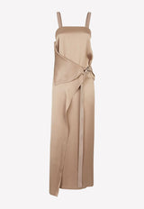 Fendi Sleeveless Satin Maxi Dress with Long Strap Detail Beige FDC627ANQZ/M_FENDI-F1KE2