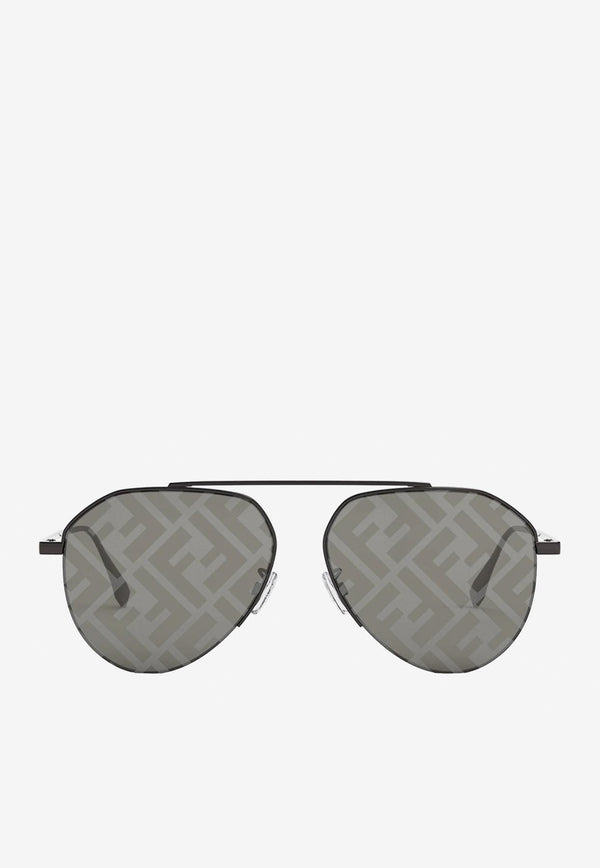 Fendi Logo Lens Aviator Sunglasses FE40061UGREY Gray
