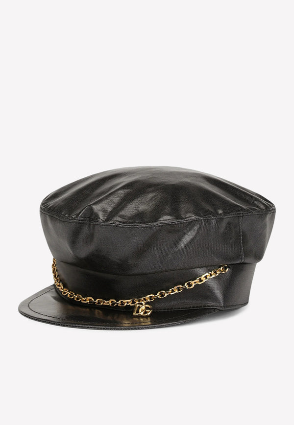 Dolce & Gabbana Logo Chain Baker Boy Hat Black FH554Z FU6YF N0000