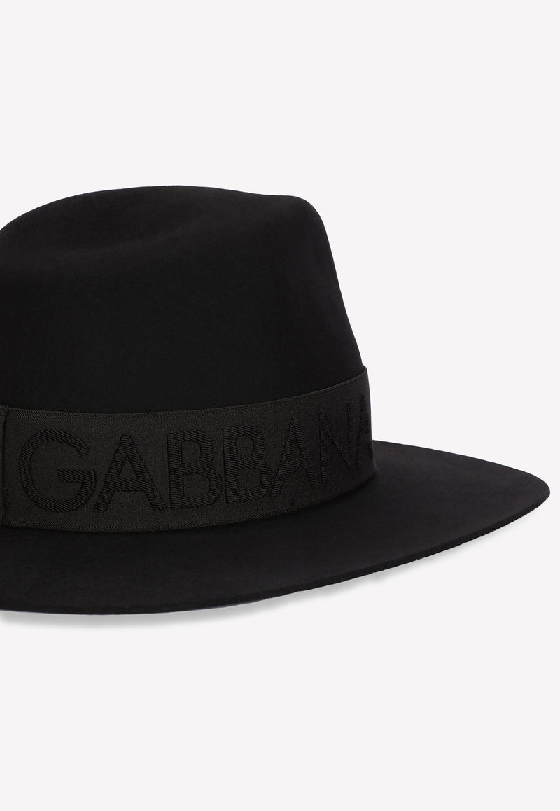 Dolce & Gabbana Logo Fedora Hat in Lapin Felt Black FH612A GDA3K N0000