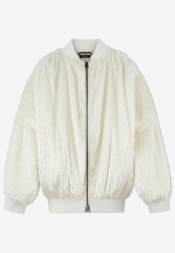 Tom Ford Fur Zip-Up Bomber Jacket FL0013-FAX999 AW003 White