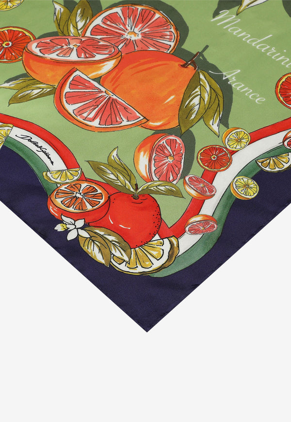 Dolce & Gabbana Citrus Print Silk Scarf Multicolor FN092R GDAWB HV3UN