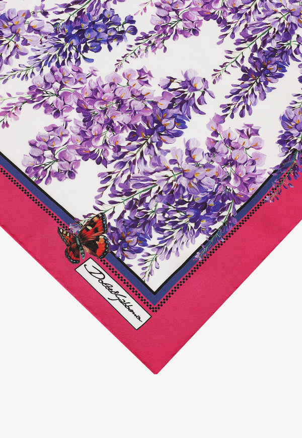 Dolce & Gabbana Wisteria Print Silk Scarf Purple FN093R GDAG4 HA3JE