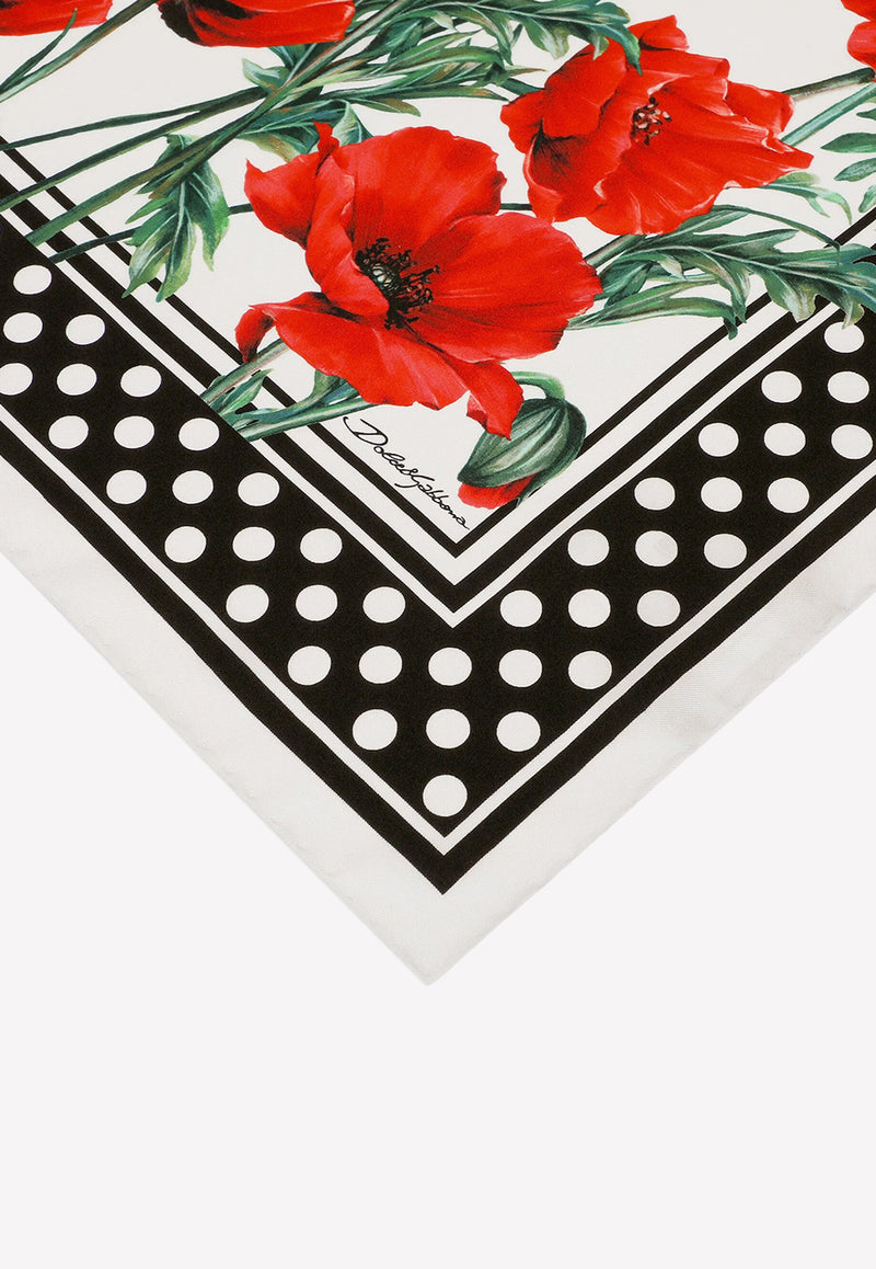 Poppy-Print Twill Silk Scarf Dolce & Gabbana FN093R GDAWW HA3VN