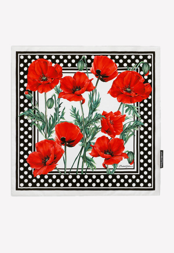 Poppy-Print Twill Silk Scarf Dolce & Gabbana FN093R GDAWW HA3VN