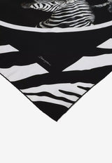 Dolce & Gabbana Large Zebra Print Twill Scarf Monochrome FS209A GDAO2 HH3RN