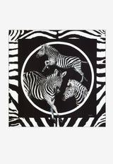 Dolce & Gabbana Large Zebra Print Twill Scarf Monochrome FS209A GDAO2 HH3RN