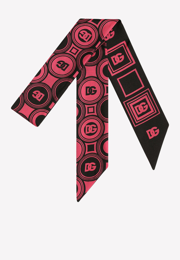 Dolce & Gabbana DG Print Twill Headscarf Pink FS215A G0XCH HE3GS