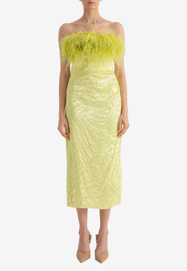 Feather-Trimmed Midi Dress