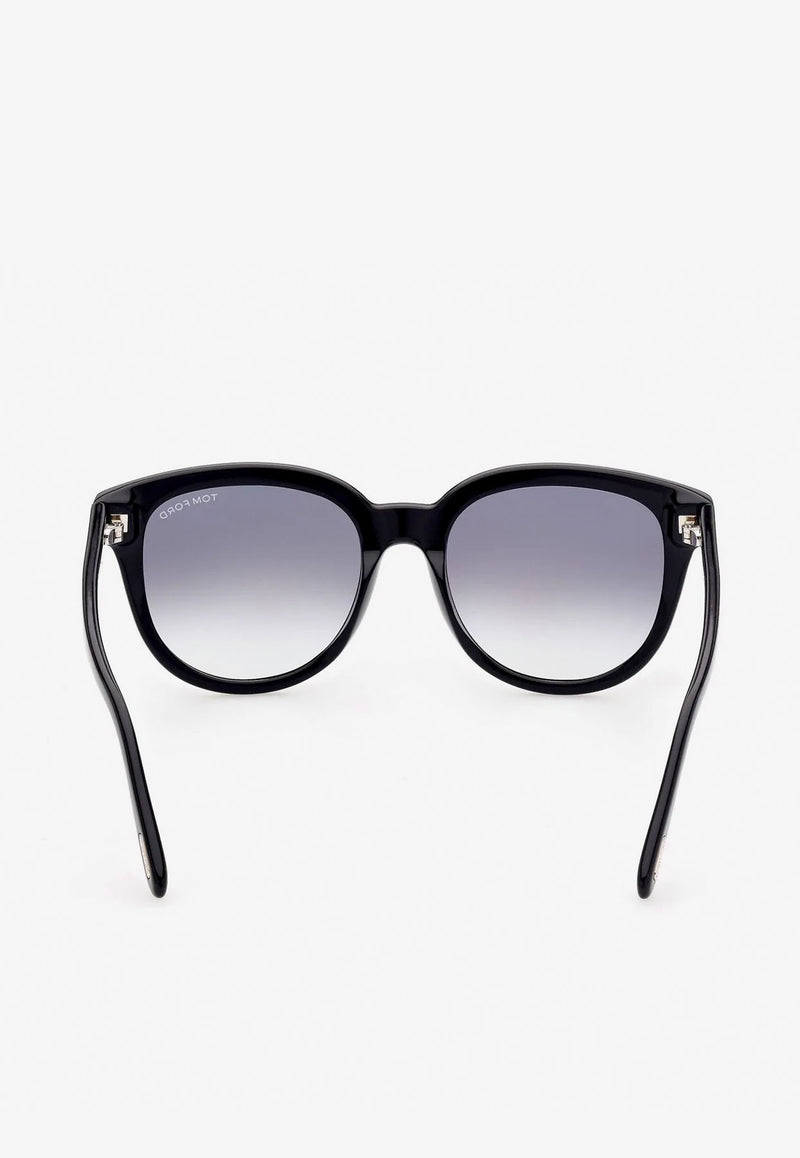 Tom Ford Olivia Round Shape Sunglasses Black FT091401B54BLACK MULTI