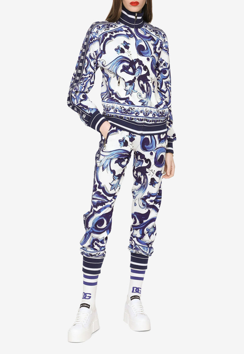 Dolce & Gabbana Majolica Print Track Pants Blue FTA1DT FPIAI HH3TN