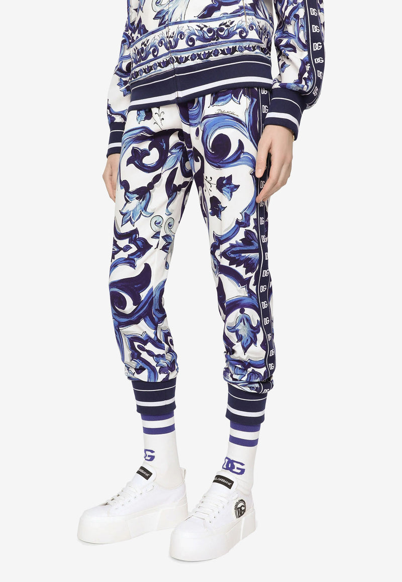 Dolce & Gabbana Majolica Print Track Pants Blue FTA1DT FPIAI HH3TN
