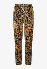 Dolce & Gabbana Animal Print Pajama Pants in Satin Brown FTA5DT FSA25 HHL7N