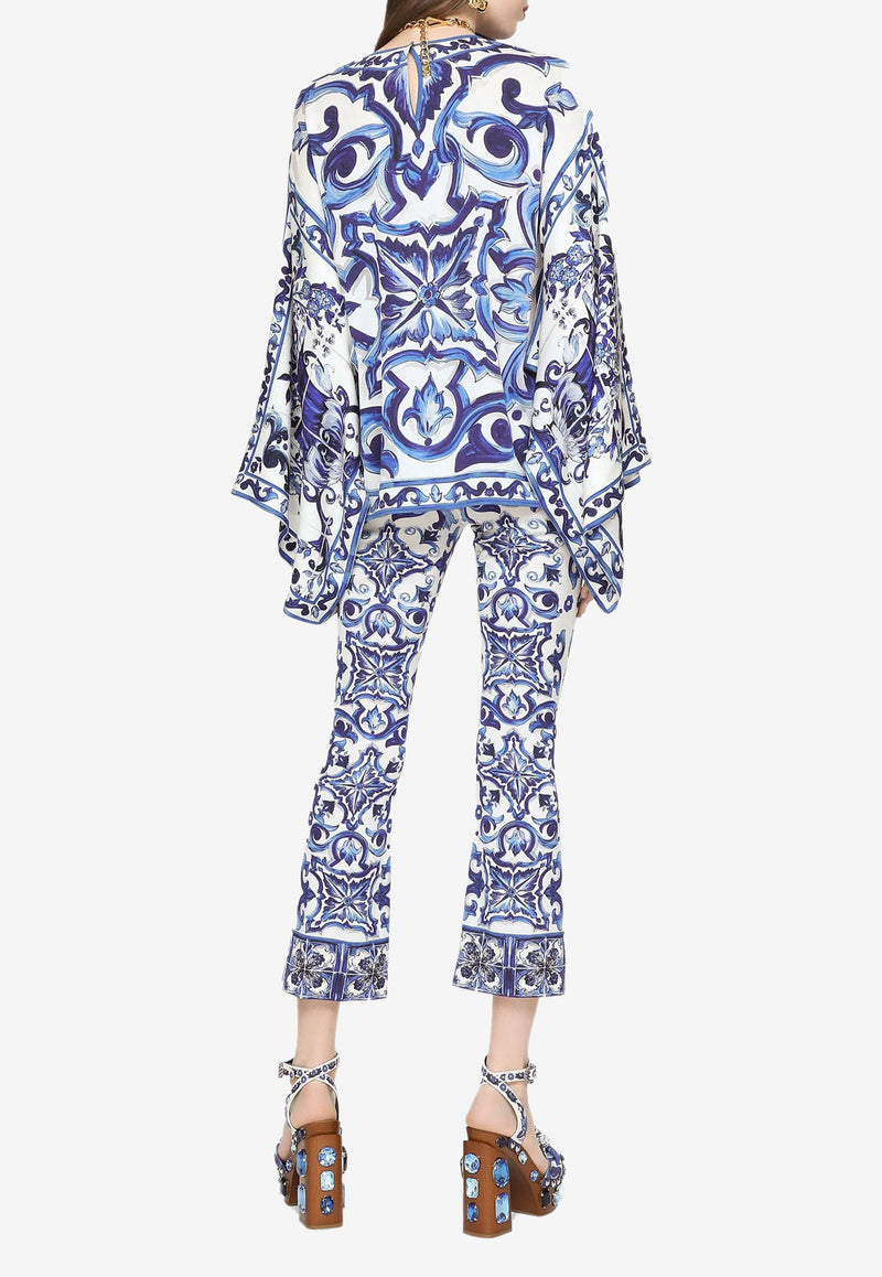 Dolce & Gabbana Majolica Print Cropped Pants Blue FTAG7T HPABP HA3TN