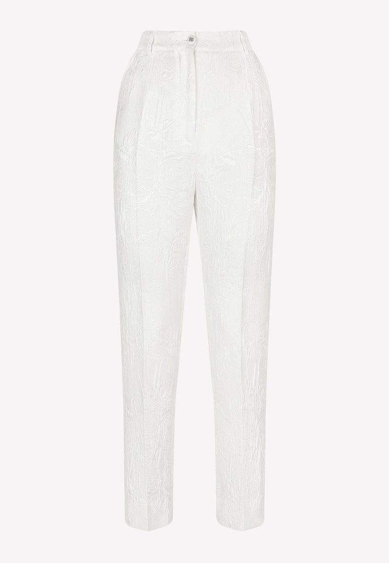 Dolce & Gabbana Floral Jacquard Tailored Pants White FTAM2T HJMB8 W0111