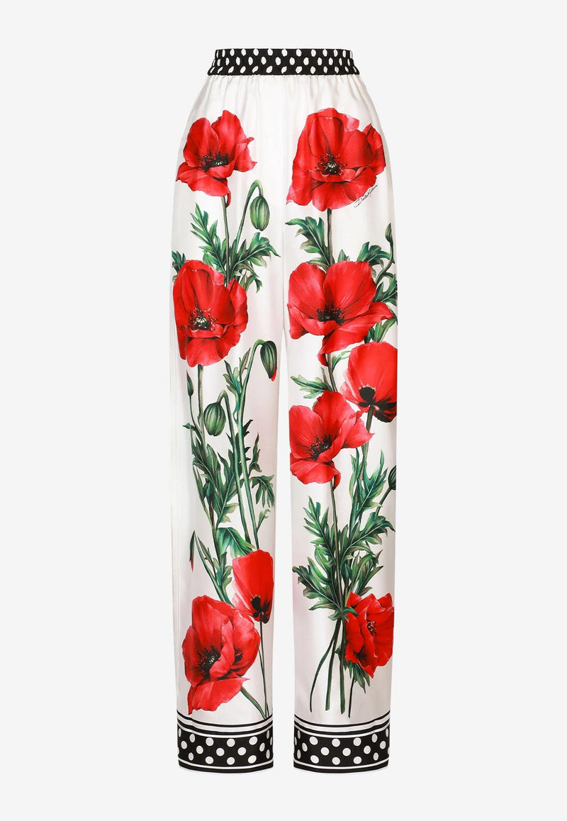 Dolce & Gabbana Poppy-Print Twill Pajama Pants Multicolor FTAMPT HI1HI HA3VN