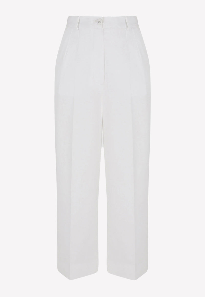 Dolce & Gabbana High-Waist Gabardine Culottes White FTCC2T FUFLG W0800