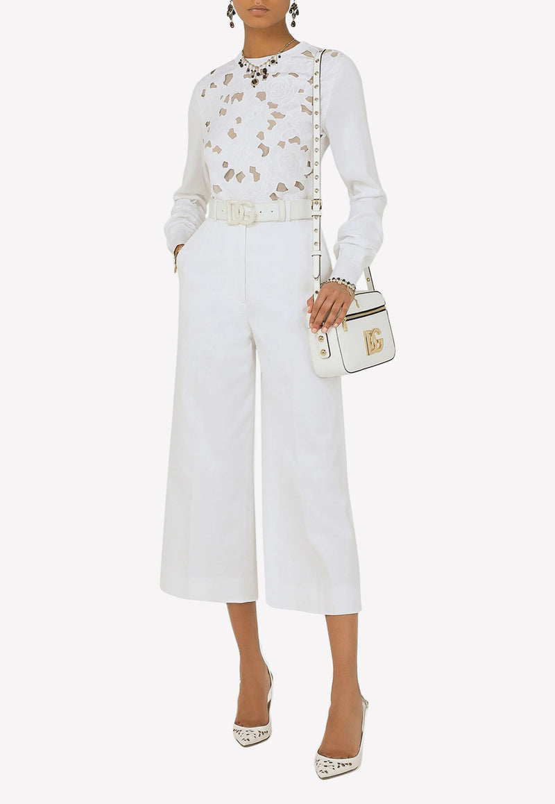 Dolce & Gabbana High-Waist Gabardine Culottes White FTCC2T FUFLG W0800