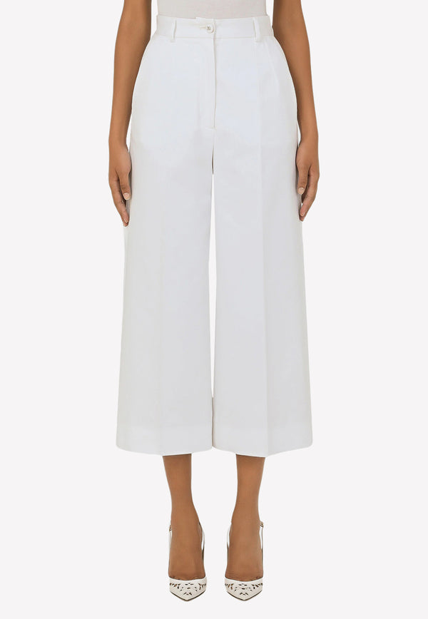 Dolce & Gabbana High-Waist Gabardine Culottes White FTCC2T FUFLG W0800