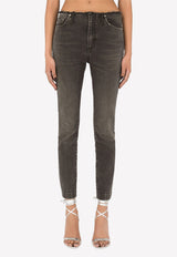 Dolce & Gabbana Low-Rise Jeans with Raw-Cut Waistband Grey FTCHOD G8CO7 S9001