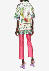 Dolce & Gabbana Mikado High-Waist Silk Pants with Slit Fuchsia FTCIPT FU1L5 F0733