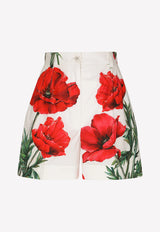Poppy-Print Poplin Shorts Dolce & Gabbana FTCKAT HS5NN HA3VN