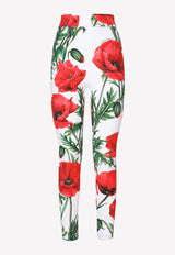 Poppy-Print Jersey Leggings Dolce & Gabbana FTCP4T FSG5Z HA3VN