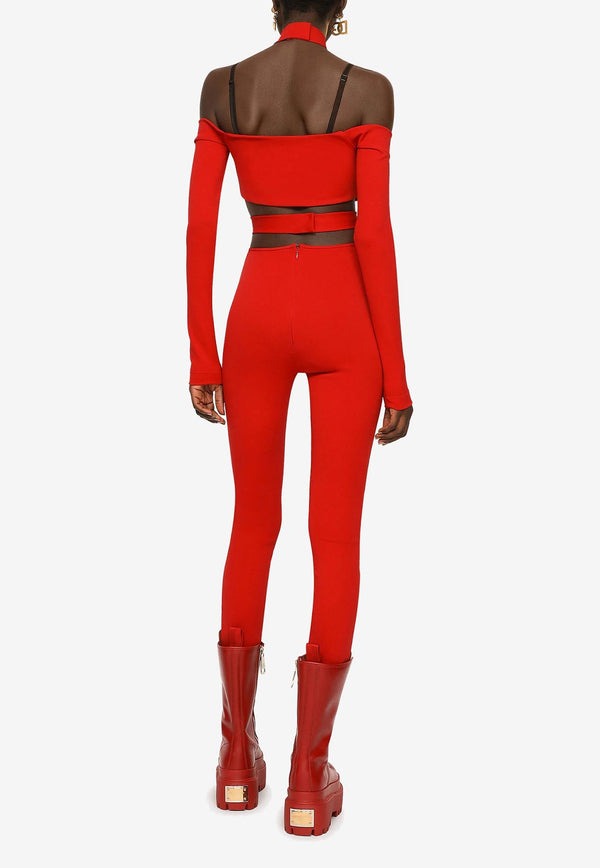 Dolce & Gabbana Crossover-Waist Leggings Red FTCTUT FURL6 R2254