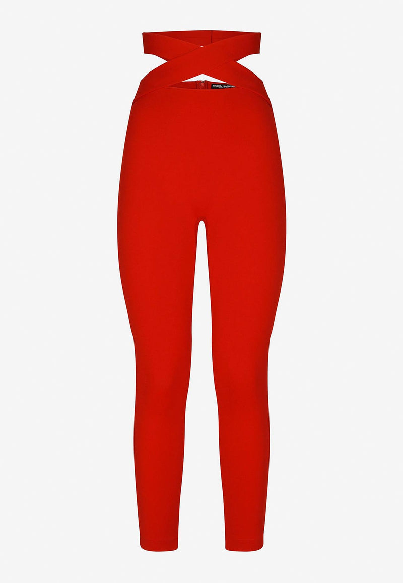 Dolce & Gabbana Crossover-Waist Leggings Red FTCTUT FURL6 R2254