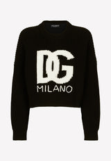 Dolce & Gabbana DG Logo Knitted Sweater in Virgin Wool Black FX334Z JBVX5 S9000