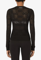Dolce & Gabbana DG Logo Jacquard Lace Cardigan Black FXD65T JAIEK N0000