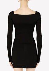 Dolce & Gabbana Sweetheart Neck Rib-Knit Top Black FXG67T JAIFJ N0000