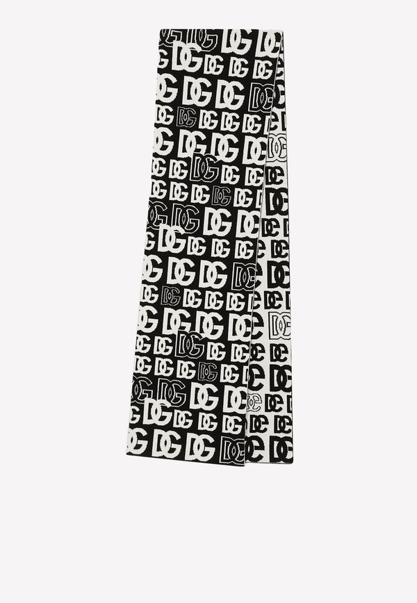 Dolce & Gabbana All-Over DG Logo Cashmere Scarf Monochrome FXI32T JAWP4 S9000